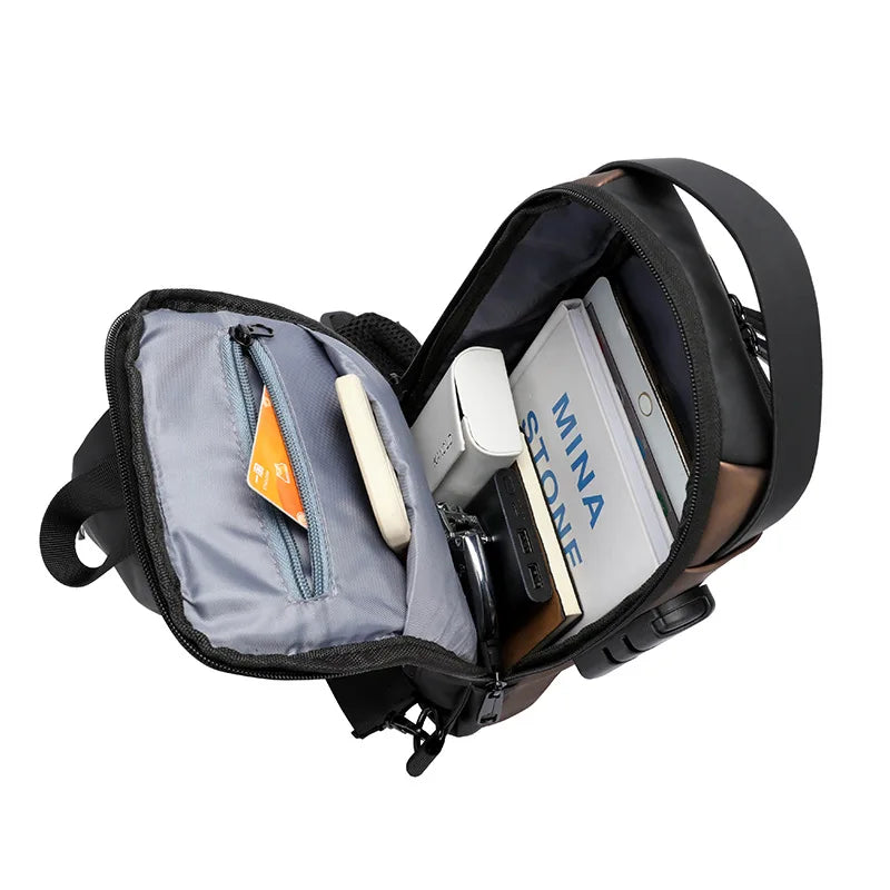 OZ Men’s Multifunction Anti-Theft USB Shoulder Bag