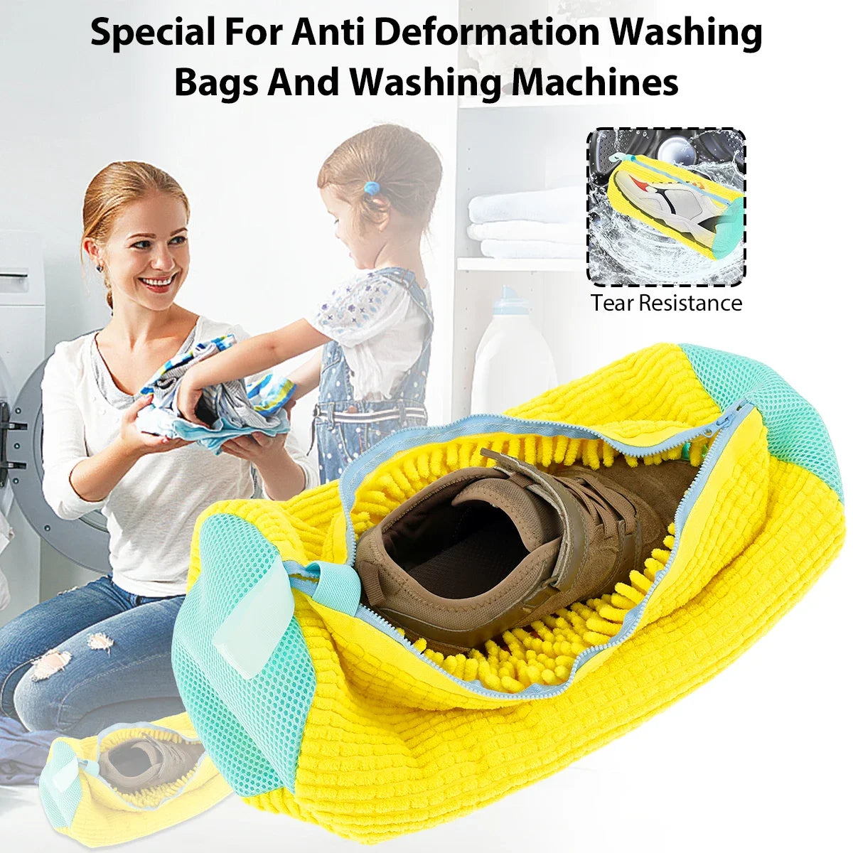 OZ Shoe Washing Bag Cotton Laundry Bag with Zipper Closure
